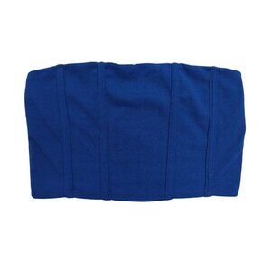 2 Saints Womens Blue Strapless Bandeau Top Seam Detail Stretch Fabric Size L/G.